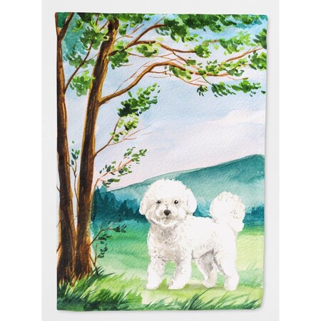 Carolines Treasures Under the Tree Bichon Frise Flag Canvas House Size CK2582CHF